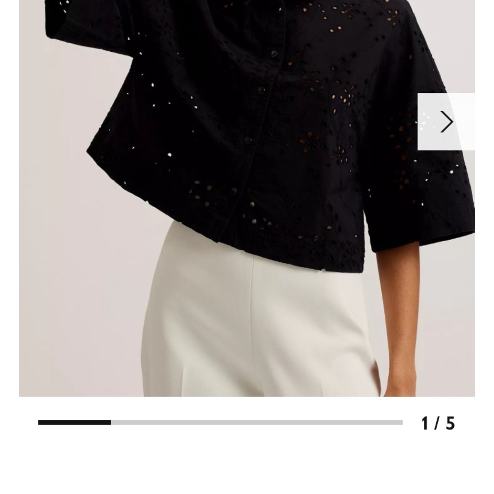 Ted Baker
Kilkis Broderie Boxy Cropped Shirt, Black